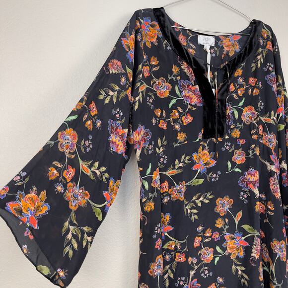 Johnny Was Jade Luca Maxi Dress Black Floral Size Large Silk Boho Whimsigoth NWT - Picture 6 of 10